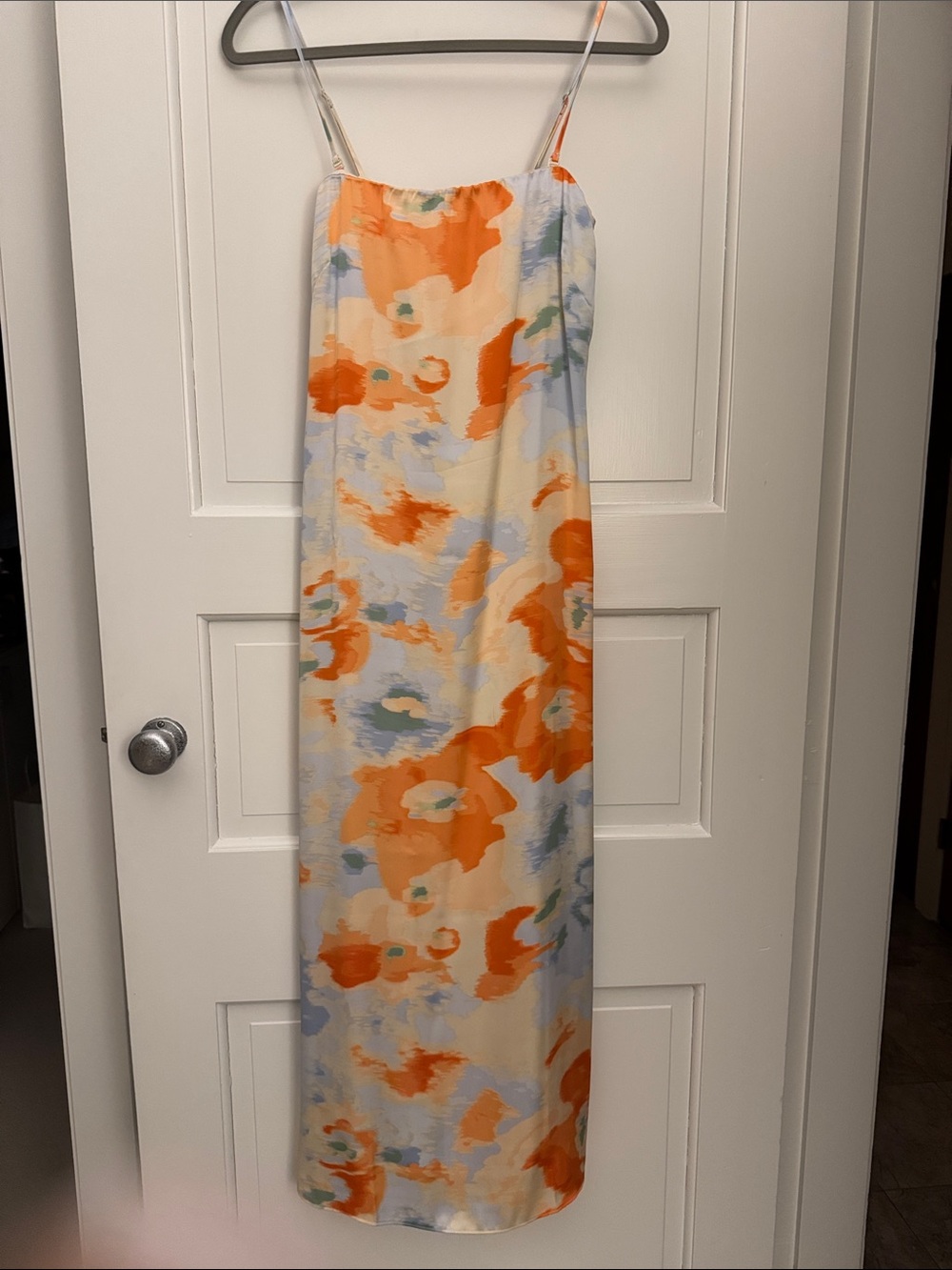 Abercrombie & Fitch Cream Maxi Slip Dress with Orange Floral Print